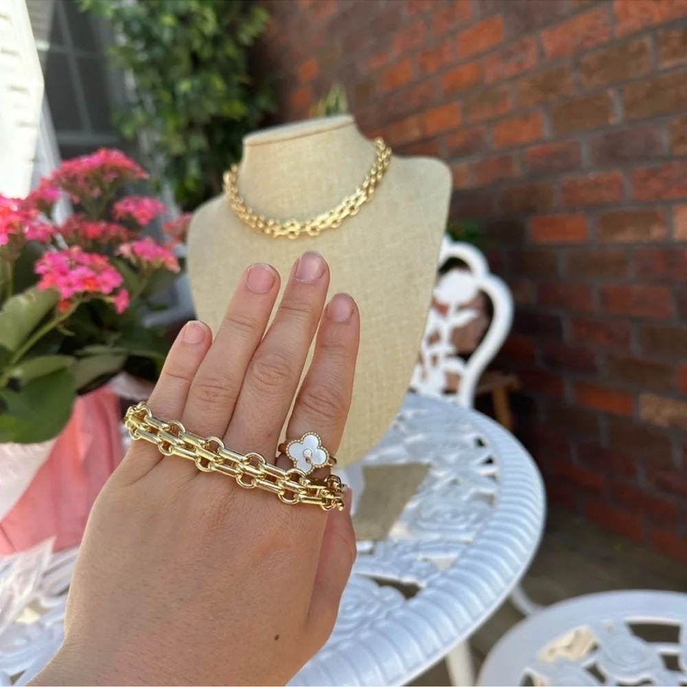 Graduated Link Necklace And Bracelet Set - Picture 9 of 10